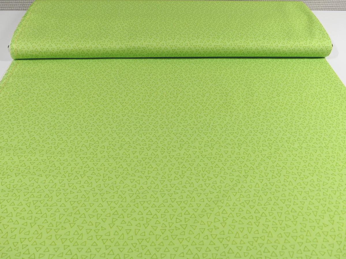 Patchworkstoff von Benartex aus der Serie Frogtastic Dreiecke grün hellgrün